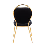Keyhole Contemporary/Glam Dining Chair in Gold Metal and Black Velvet by LumiSource - Set of 2