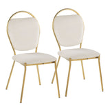 Keyhole Contemporay/Glam Dining Chair in Gold Metal and Green Velvet by LumiSource - Set of 2