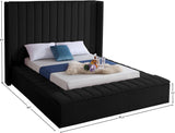 Kiki Velvet / Engineered Wood / Foam Contemporary Black Velvet Full Bed (3 Boxes) - 85.5" W x 94" D x 65" H