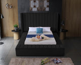 Kiki Velvet / Engineered Wood / Foam Contemporary Black Velvet Full Bed (3 Boxes) - 85.5" W x 94" D x 65" H