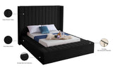 Kiki Velvet / Engineered Wood / Foam Contemporary Black Velvet Queen Bed (3 Boxes) - 91" W x 99" D x 65" H