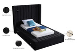 Kiki Velvet / Engineered Wood / Foam Contemporary Black Velvet Twin Bed (3 Boxes) - 70" W x 94" D x 65" H