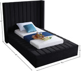 Kiki Velvet / Engineered Wood / Foam Contemporary Black Velvet Twin Bed (3 Boxes) - 70" W x 94" D x 65" H