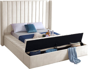 Kiki Velvet / Engineered Wood / Foam Contemporary Cream Velvet Full Bed (3 Boxes) - 85.5" W x 94" D x 65" H