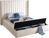 Kiki Velvet / Engineered Wood / Foam Contemporary Cream Velvet King Bed (3 Boxes) - 103" W x 99" D x 65" H