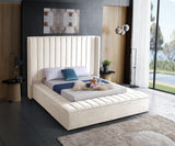 Kiki Velvet / Engineered Wood / Foam Contemporary Cream Velvet King Bed (3 Boxes) - 103" W x 99" D x 65" H