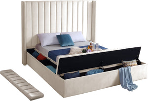 Kiki Velvet / Engineered Wood / Foam Contemporary Cream Velvet King Bed (3 Boxes) - 103" W x 99" D x 65" H