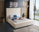 Kiki Velvet / Engineered Wood / Foam Contemporary Cream Velvet Queen Bed (3 Boxes) - 91" W x 99" D x 65" H
