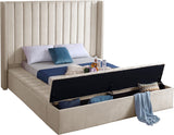 Kiki Velvet / Engineered Wood / Foam Contemporary Cream Velvet Queen Bed (3 Boxes) - 91" W x 99" D x 65" H