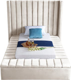 Kiki Velvet / Engineered Wood / Foam Contemporary Cream Velvet Twin Bed (3 Boxes) - 70" W x 94" D x 65" H