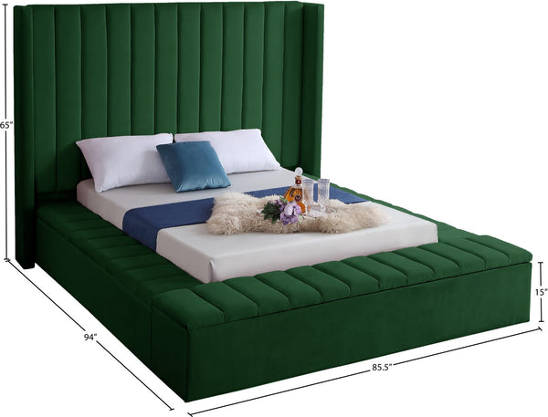 Kiki Velvet / Engineered Wood / Foam Contemporary Green Velvet Full Bed (3 Boxes) - 85.5" W x 94" D x 65" H