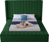 Kiki Velvet / Engineered Wood / Foam Contemporary Green Velvet Full Bed (3 Boxes) - 85.5" W x 94" D x 65" H