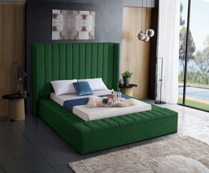 Kiki Velvet / Engineered Wood / Foam Contemporary Green Velvet King Bed (3 Boxes) - 103" W x 99" D x 65" H
