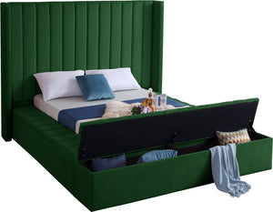 Kiki Velvet / Engineered Wood / Foam Contemporary Green Velvet King Bed (3 Boxes) - 103" W x 99" D x 65" H