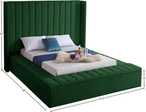 Kiki Velvet / Engineered Wood / Foam Contemporary Green Velvet Queen Bed (3 Boxes) - 91" W x 99" D x 65" H