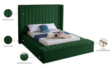 Kiki Velvet / Engineered Wood / Foam Contemporary Green Velvet Queen Bed (3 Boxes) - 91" W x 99" D x 65" H
