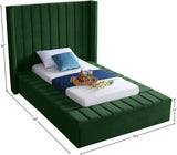 Kiki Velvet / Engineered Wood / Foam Contemporary Green Velvet Twin Bed (3 Boxes) - 70" W x 94" D x 65" H