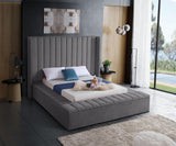 Kiki Velvet / Engineered Wood / Foam Contemporary Grey Velvet Full Bed (3 Boxes) - 85.5" W x 94" D x 65" H