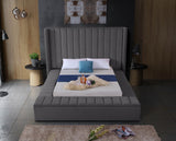 Kiki Velvet / Engineered Wood / Foam Contemporary Grey Velvet Queen Bed (3 Boxes) - 91" W x 99" D x 65" H