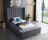 Kiki Velvet / Engineered Wood / Foam Contemporary Grey Velvet Twin Bed (3 Boxes) - 70" W x 94" D x 65" H