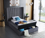 Kiki Velvet / Engineered Wood / Foam Contemporary Grey Velvet Twin Bed (3 Boxes) - 70" W x 94" D x 65" H