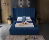 Kiki Velvet / Engineered Wood / Foam Contemporary Navy Velvet Full Bed (3 Boxes) - 85.5" W x 94" D x 65" H
