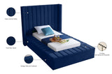 Kiki Velvet / Engineered Wood / Foam Contemporary Navy Velvet Twin Bed (3 Boxes) - 70" W x 94" D x 65" H