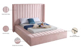 Kiki Velvet / Engineered Wood / Foam Contemporary Pink Velvet Full Bed (3 Boxes) - 85.5" W x 94" D x 65" H