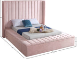 Kiki Velvet / Engineered Wood / Foam Contemporary Pink Velvet Full Bed (3 Boxes) - 85.5" W x 94" D x 65" H