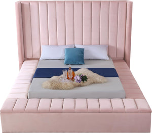 Kiki Velvet / Engineered Wood / Foam Contemporary Pink Velvet King Bed (3 Boxes) - 103" W x 99" D x 65" H