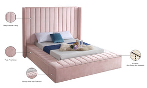 Kiki Velvet / Engineered Wood / Foam Contemporary Pink Velvet Queen Bed (3 Boxes) - 91" W x 99" D x 65" H