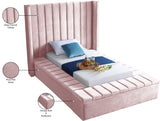 Kiki Velvet / Engineered Wood / Foam Contemporary Pink Velvet Twin Bed (3 Boxes) - 70" W x 94" D x 65" H