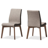 Kimberly Mid-Century Modern Beige and Brown Fabric Dining Chair (Set of 2)