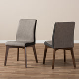 Baxton Studio Kimberly Mid-Century Modern Beige and Brown Fabric Dining Chair (Set of 2)