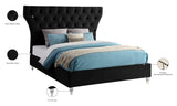 Kira Acrylic / Velvet / Plywood / Foam Contemporary Black Velvet King Bed - 96" W x 87.5" D x 60" H