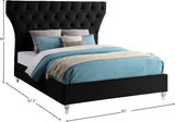 Kira Acrylic / Velvet / Plywood / Foam Contemporary Black Velvet King Bed - 96" W x 87.5" D x 60" H