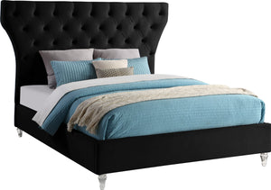 Kira Acrylic / Velvet / Plywood / Foam Contemporary Black Velvet King Bed - 96" W x 87.5" D x 60" H