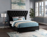 Kira Acrylic / Velvet / Plywood / Foam Contemporary Black Velvet King Bed - 96" W x 87.5" D x 60" H