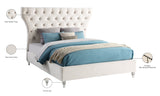 Kira Acrylic / Velvet / Plywood / Foam Contemporary Cream Velvet King Bed - 96" W x 87.5" D x 60" H