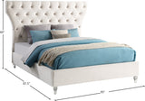 Kira Acrylic / Velvet / Plywood / Foam Contemporary Cream Velvet King Bed - 96" W x 87.5" D x 60" H