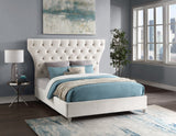 Kira Acrylic / Velvet / Plywood / Foam Contemporary Cream Velvet King Bed - 96" W x 87.5" D x 60" H