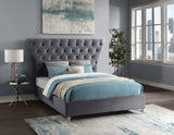 Kira Acrylic / Velvet / Plywood / Foam Contemporary Grey Velvet King Bed - 96" W x 87.5" D x 60" H