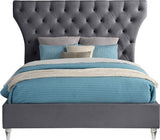 Kira Acrylic / Velvet / Plywood / Foam Contemporary Grey Velvet King Bed - 96" W x 87.5" D x 60" H