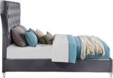 Kira Acrylic / Velvet / Plywood / Foam Contemporary Grey Velvet King Bed - 96" W x 87.5" D x 60" H