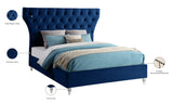 Kira Acrylic / Velvet / Plywood / Foam Contemporary Navy Velvet King Bed - 96" W x 87.5" D x 60" H