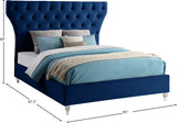 Kira Acrylic / Velvet / Plywood / Foam Contemporary Navy Velvet King Bed - 96" W x 87.5" D x 60" H