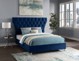 Kira Acrylic / Velvet / Plywood / Foam Contemporary Navy Velvet King Bed - 96" W x 87.5" D x 60" H