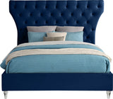 Kira Acrylic / Velvet / Plywood / Foam Contemporary Navy Velvet King Bed - 96" W x 87.5" D x 60" H