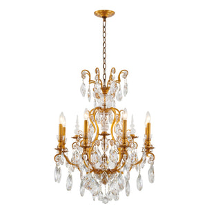 Bethel Brass Chandelier in Iron & Crystal