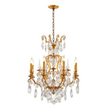 Bethel Brass Chandelier in Iron & Crystal